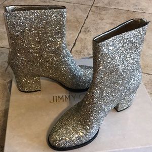 Jimmy Choo Chai Glitter Easton Block Heel Boots